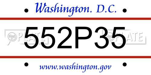 552P35 District Of Columbia License Plate