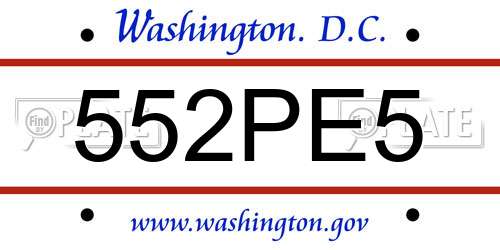 552PE5 District Of Columbia License Plate