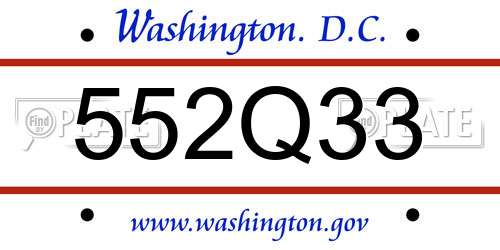 552Q33 District Of Columbia License Plate