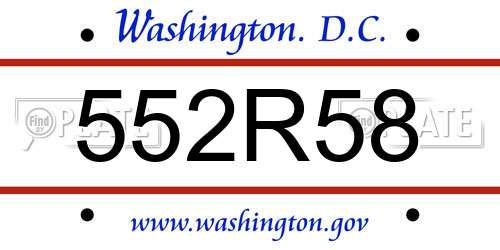 552R58 District Of Columbia License Plate