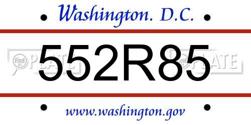 552R85 District Of Columbia License Plate