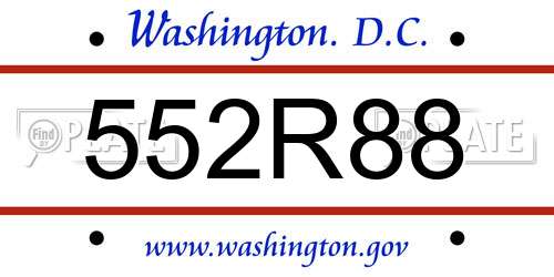 552R88 District Of Columbia License Plate
