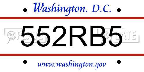 552RB5 District Of Columbia License Plate