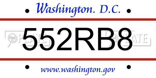 552RB8 District Of Columbia License Plate