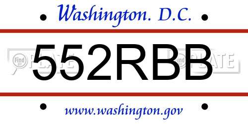 552RBB District Of Columbia License Plate