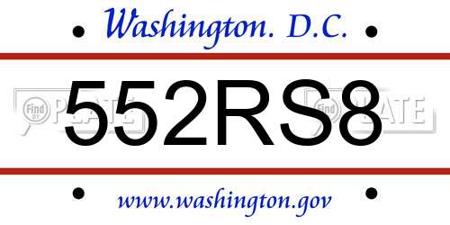 552RS8 District Of Columbia License Plate