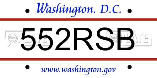 552RSB District Of Columbia License Plate