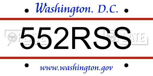 552RSS District Of Columbia License Plate