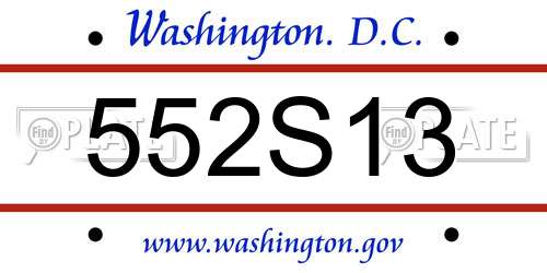552S13 District Of Columbia License Plate