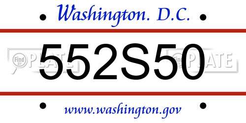 552S50 District Of Columbia License Plate