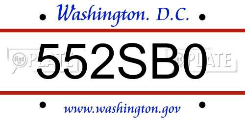 552SB0 District Of Columbia License Plate