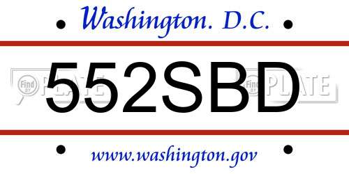 552SBD District Of Columbia License Plate