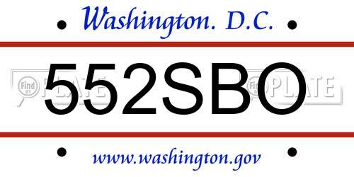 552SBO District Of Columbia License Plate