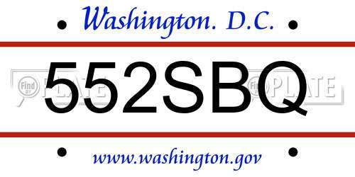 552SBQ District Of Columbia License Plate
