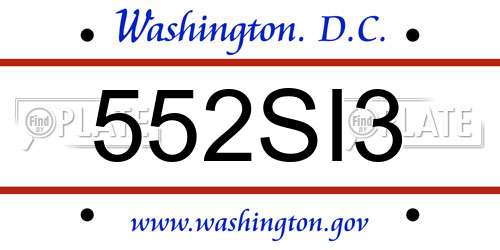 552SI3 District Of Columbia License Plate