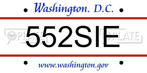 552SIE District Of Columbia License Plate