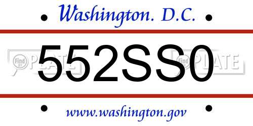 552SS0 District Of Columbia License Plate