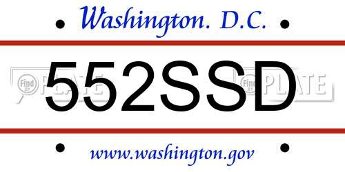 552SSD District Of Columbia License Plate