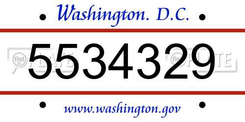 5534329 District Of Columbia License Plate