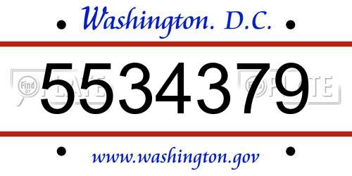 5534379 District Of Columbia License Plate
