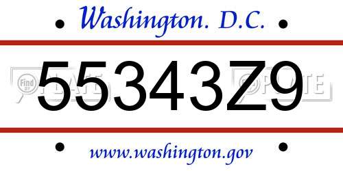 55343Z9 District Of Columbia License Plate