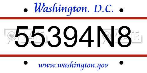55394N8 District Of Columbia License Plate