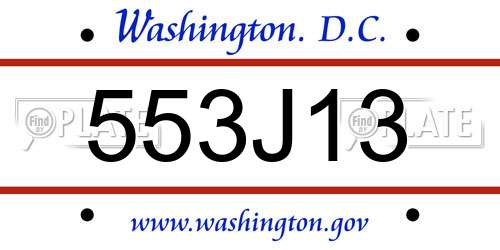 553J13 District Of Columbia License Plate