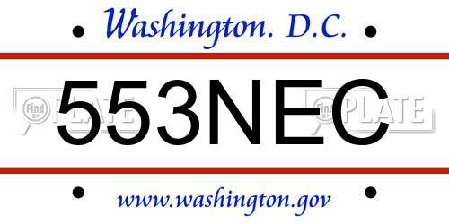 553NEC District Of Columbia License Plate