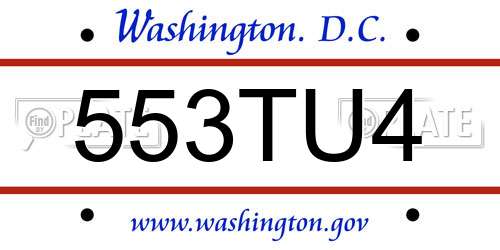553TU4 District Of Columbia License Plate