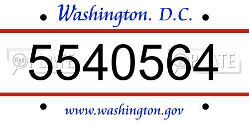 5540564 District Of Columbia License Plate