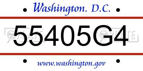 55405G4 District Of Columbia License Plate