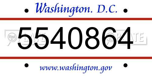 5540864 District Of Columbia License Plate