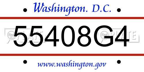 55408G4 District Of Columbia License Plate