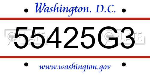 55425G3 District Of Columbia License Plate