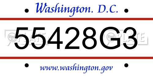 55428G3 District Of Columbia License Plate