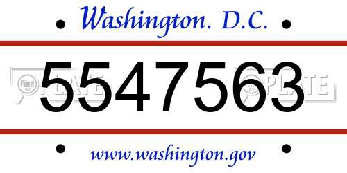 5547563 District Of Columbia License Plate