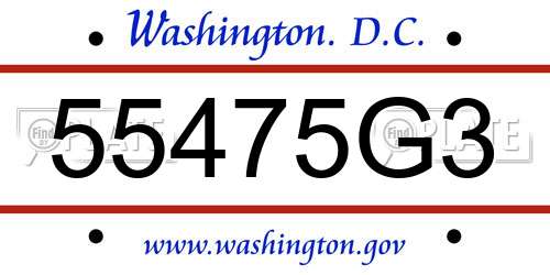 55475G3 District Of Columbia License Plate