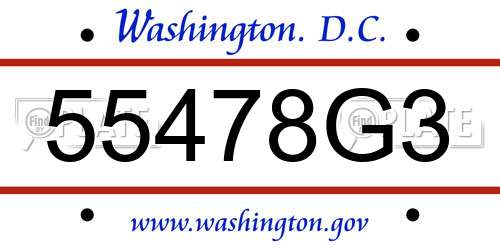 55478G3 District Of Columbia License Plate