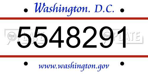 5548291 District Of Columbia License Plate