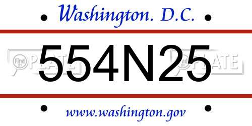 554N25 District Of Columbia License Plate