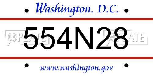 554N28 District Of Columbia License Plate