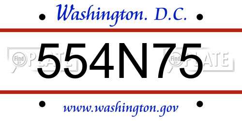 554N75 District Of Columbia License Plate