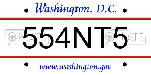 554NT5 District Of Columbia License Plate