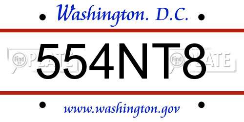 554NT8 District Of Columbia License Plate