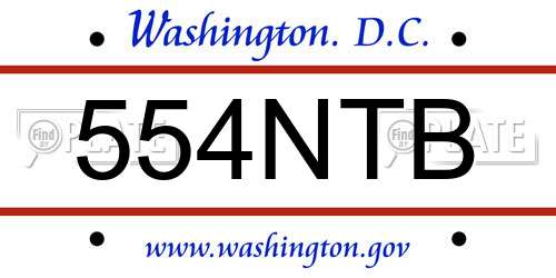 554NTB District Of Columbia License Plate