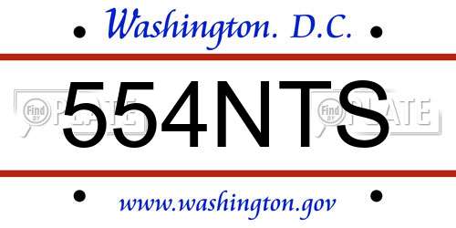 554NTS District Of Columbia License Plate