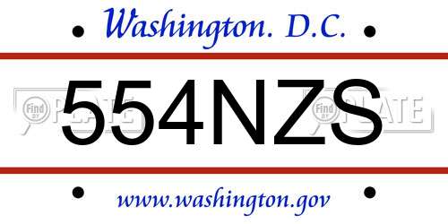 554NZS District Of Columbia License Plate