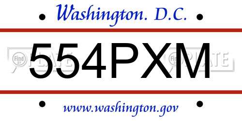 554PXM District Of Columbia License Plate