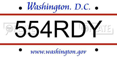 554RDY District Of Columbia License Plate