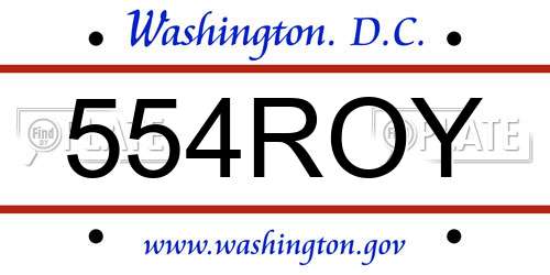 554ROY District Of Columbia License Plate